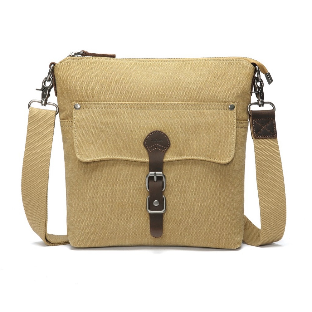 Davan Tan And Leather Canvas Crossbody Bag - image 1